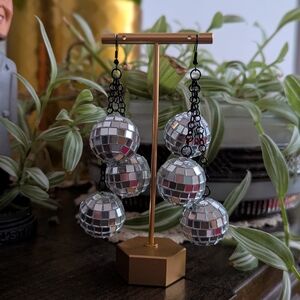 Elegant Silver Mirror Ball Earrings